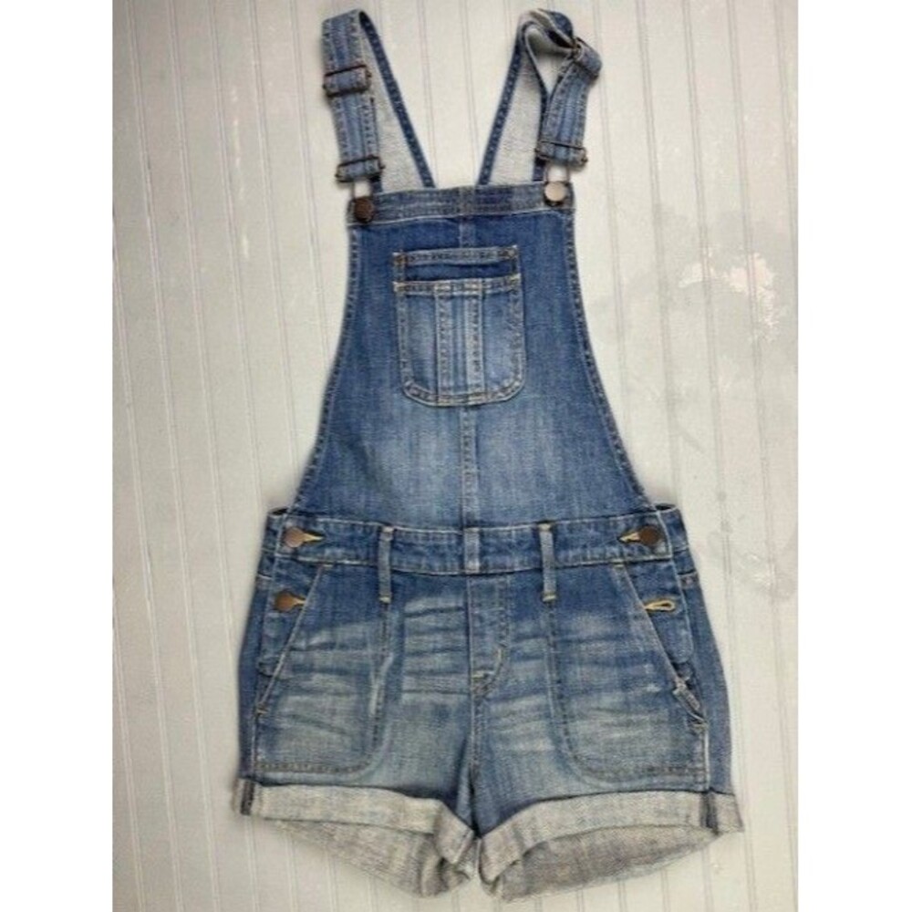 Treasure & Bond Size XS Womens Overall Shorts Mid Rise Stretch Med Wash